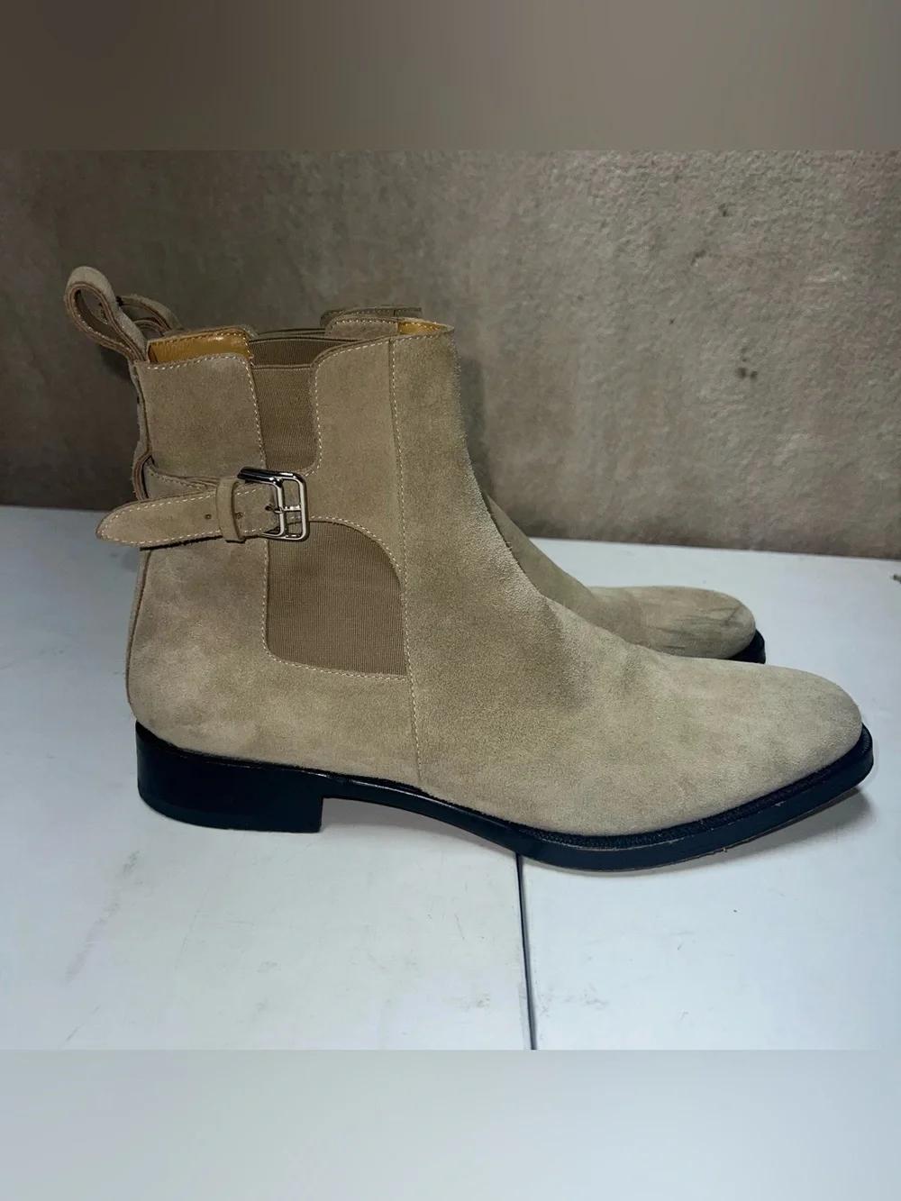 Hermes 2020 Berny Suede Boots Mens Size EU 44 Beige Made In Italy Chelsea